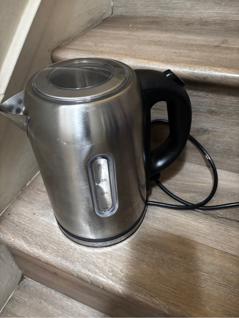 Stainless Steel Electric Kettle with Black Handle